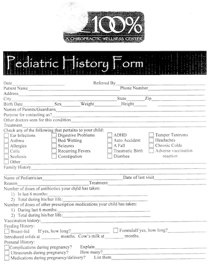 healthy images pediatric intake form